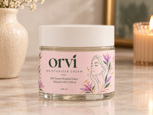 Orvi 100x Washed Desi Ghee & Saffron Organic Moisturizer Cream